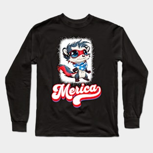 4th Of July Patriotic Cute Skunk Merica Long Sleeve T-Shirt